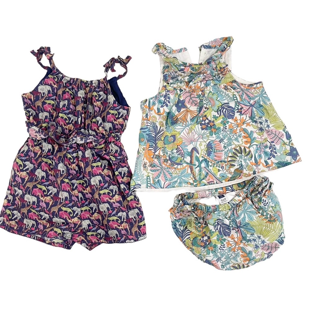 Janie & Jack 12-18m Animal Print Romper and Tropical Two-piece Set